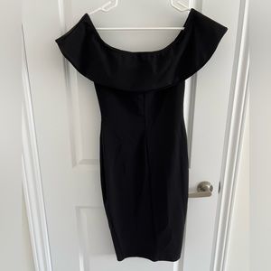 Black Off the Shoulder Bodycon Midi Dress